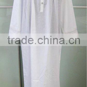 New Arrival Sexy Design White Cotton Nightgown