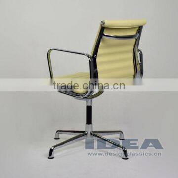 Replica Charles Low Back Ribbed Meeting Chair - Cream White Color Genuine Leather photo-4