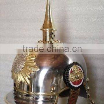 pickelhaube Helmets/ German Helmet / military Silver helmet with long spike and brass Belt