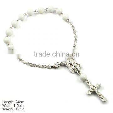 BXA-0955 925 Sterling Silver Fashion Bracelet Silver Organic Gems Rosary Bracelet