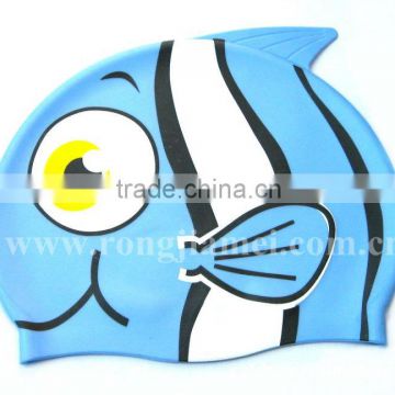 Personalized style children's silicone swiming cap with fish