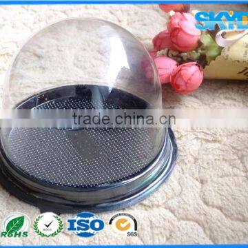 Round Plat Blister Plastic Cake Packing Boxes and Black Bottom