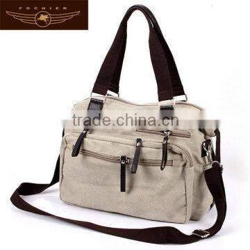 beige canvas shoulder messenger bag