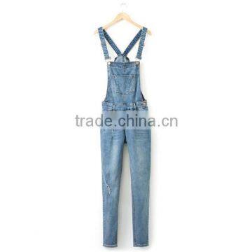 Women's denim one piece jumpsuits