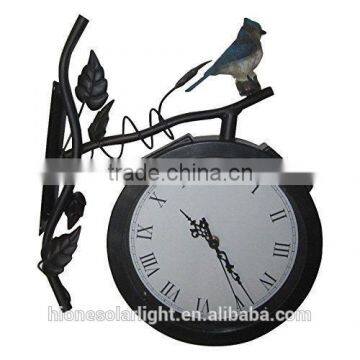 Lighted Outdoor Solar Led Wall Clock With Bird