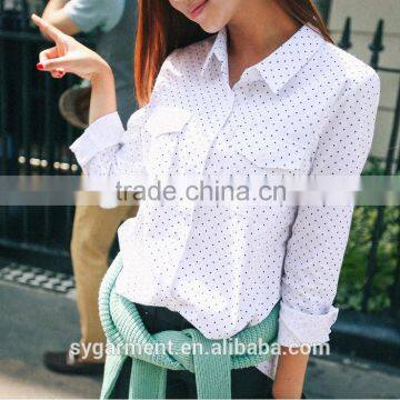 Women's fashion white color shirt ladies blouse latest design for women