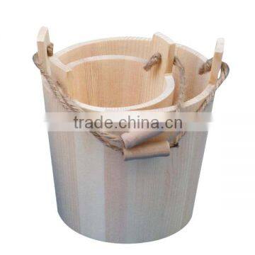 Wholesales unfinished handmade paulownia wooden sauna buckets with handle