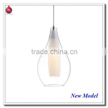 2014 newest single clear white chandelier pear shaped drop with frosted inner glass MD9005-1-CL