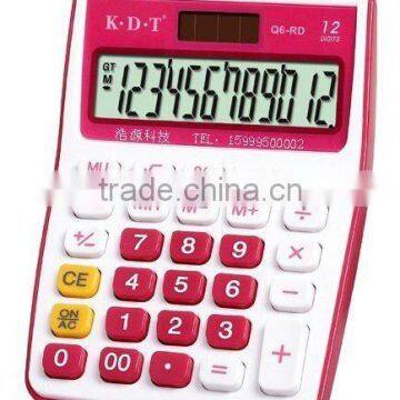 12 digits desktop calculator with colorfully digit Q6-RD