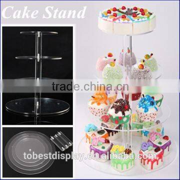 beautiful clear 4 tiers detachable acrylic cupcake stand,acrylic cake stand,acrylic cupcake tower