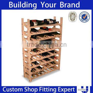 New design practical durable wooden beer bottle display rack