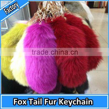 High quality real fox tail fur keychain