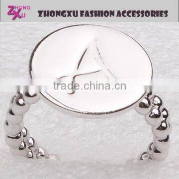 new custom fashion and popular womens silver plated letter ring