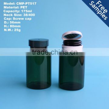 175CC PET plastic Pharmaceutical pill capsule bottle with screw lid