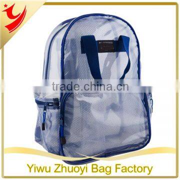 Fashion Clear PVC and Nylon Mesh Material School Backpack Bag in Summer Style