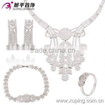 jewelry 2016 woman wedding fashion rhodium color necklace ring jewelry set