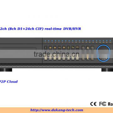 DK-7132CHL 32ch D1 CIF cctv DVR ,Rack mount 8ch D1+24ch CIF realtime recording,2U casing,4pcs HDD DVR