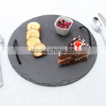 New slate serving tray with zinc alloy handles cheese board dinner plate round/oval food slate tray