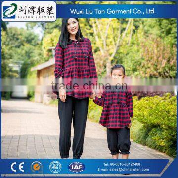 cotton yarn dye plaid women pajama suit