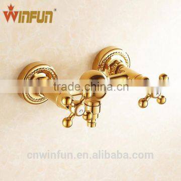 High Quality Brass Bib Cock, Polish and Gold Finish color Double handle bibcock , M1/2" Wall Mounted