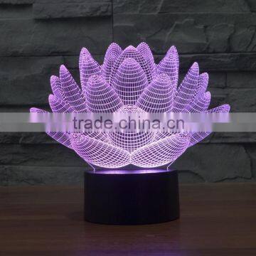 3D Optical Night Light Lotus 7 RGB Light Colors 10 LEDs AA Battery or DC 5V Mixed Lot photo-2