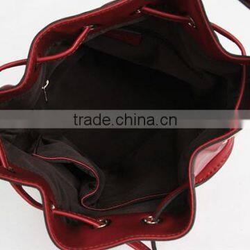 Women PU Leather Bucket Bag Fashion Design Rope Closure Cycling Bag photo-2