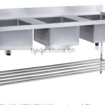 Tiple Sink Bench With Pot Shelf, Stainless Steel Bench Sink With Pot Shelf