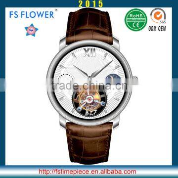 FS FLOWER - Luxurious Flying Tourbillon Mechanical Watch Sapphire Glass Italy Genuine Leather Strap