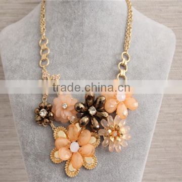 Top quality 18k gold plated flowers pendant necklace, 18k gold plating necklace