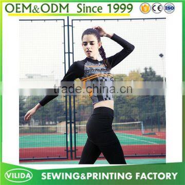 Hot sale women's dry fit sport printing t shirt tight-fitting yoga sport t shirt