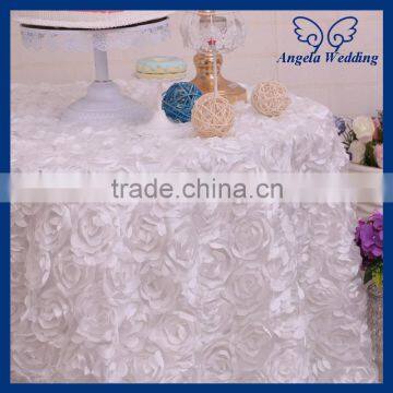 CL005A fancy elegant wedding ivory rosette satintable cloth