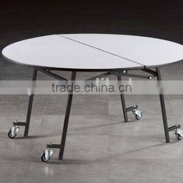 used restaurant folding wooden table with wheel