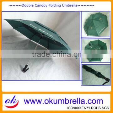 Arc 42"*8Ribs Double Canopy Windproof Vented Folding Umbrella OKF167