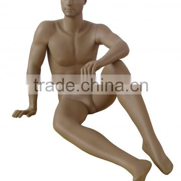 lifelike male sitting mannequin with make-up face