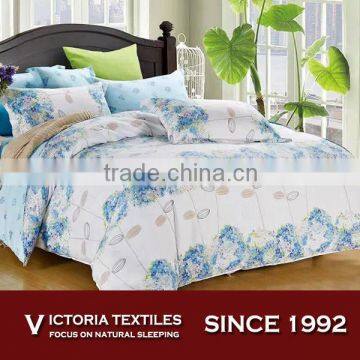 NEW LISTING blue floral sunflower seeds bedding ensemble bed set king duvet sheets shams-cream