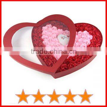 Classic 100pcs rose flower soap with light in heart gift box
