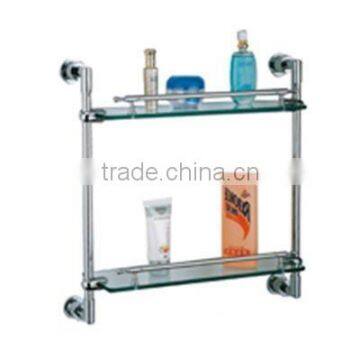 wall mounted bathroom double glass shelf WT-6025