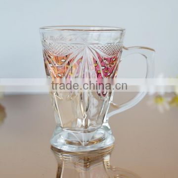 Clear cheap drinking glass cup with handle for sale