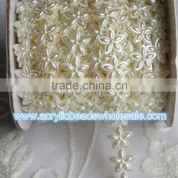 2016 Factory wholesale 14mm 10yards /lot Plastic Pearl Flower Trim lace For wedding dressing