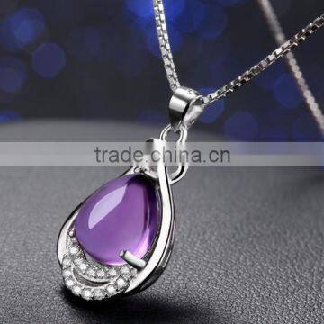 natural gemstone amethyst beaded drop shaped fashion women jewelry energy pendant