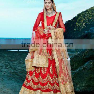 Red Fancy Net Designer Lehenga Choli/Indian Lehenga Choli