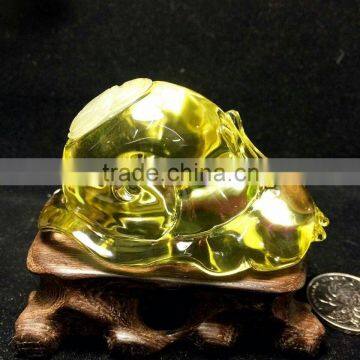 Natural Citrine Crystal Carving Snail for Bussiness Gift Fengshui