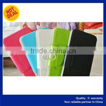 High Quantity leather case transparent window + one back window for Blu