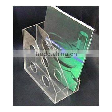 acrylic brochure/file/paper/catalogue holder with 2 compartments