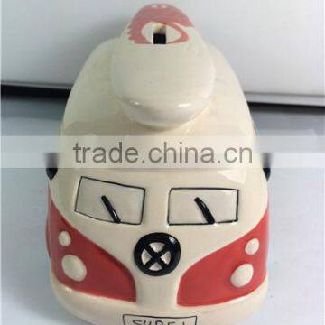 Car shape ceramic piggy banks with painting