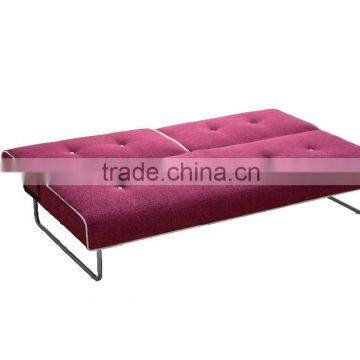 Living Room or Hotel Use Simple Style Fabric Purple Folding Sofa Bed With Metal Leg