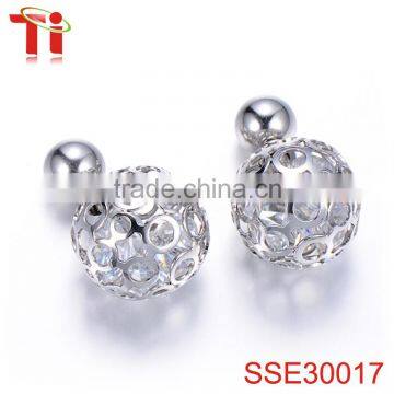 fashion earring designs new model earrings stud 316l stainless steel silver colour iced out bling lead crystal prisms