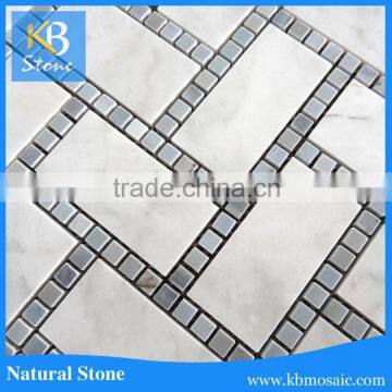 2016 popular natural white and grey herringbone marble mosaic tiles