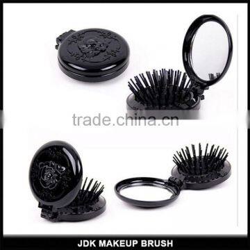 Vintage foldable protable makeup cosmetic mirror with comb set