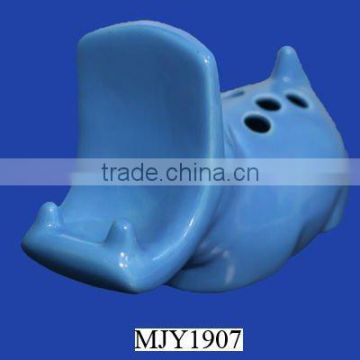 Wholesale Unique Blue Hippo Ceramic Toothbrush and Toothpaste Holder